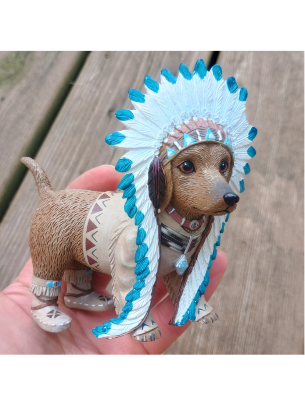 The Hamilton Collection Chief Feathers N Fur Dog Native Collectible Figurine